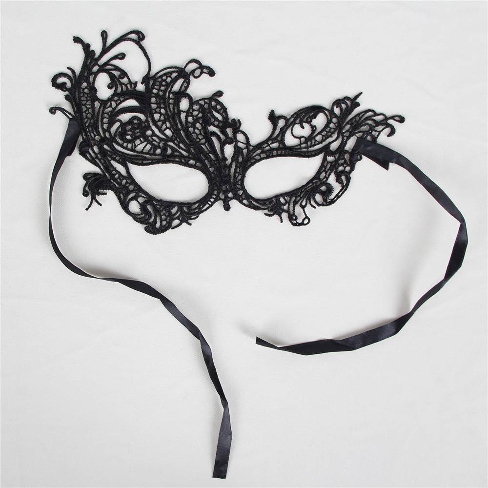 2Pcs Tether Black Lace Eye Mask