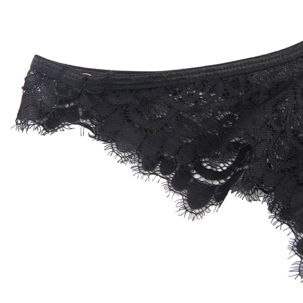 Floral Black Eyelash Lace Lingerie Lingerie Set