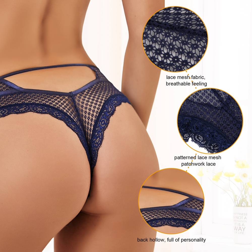Dark Blue Lace Out Ladies‘ Panty