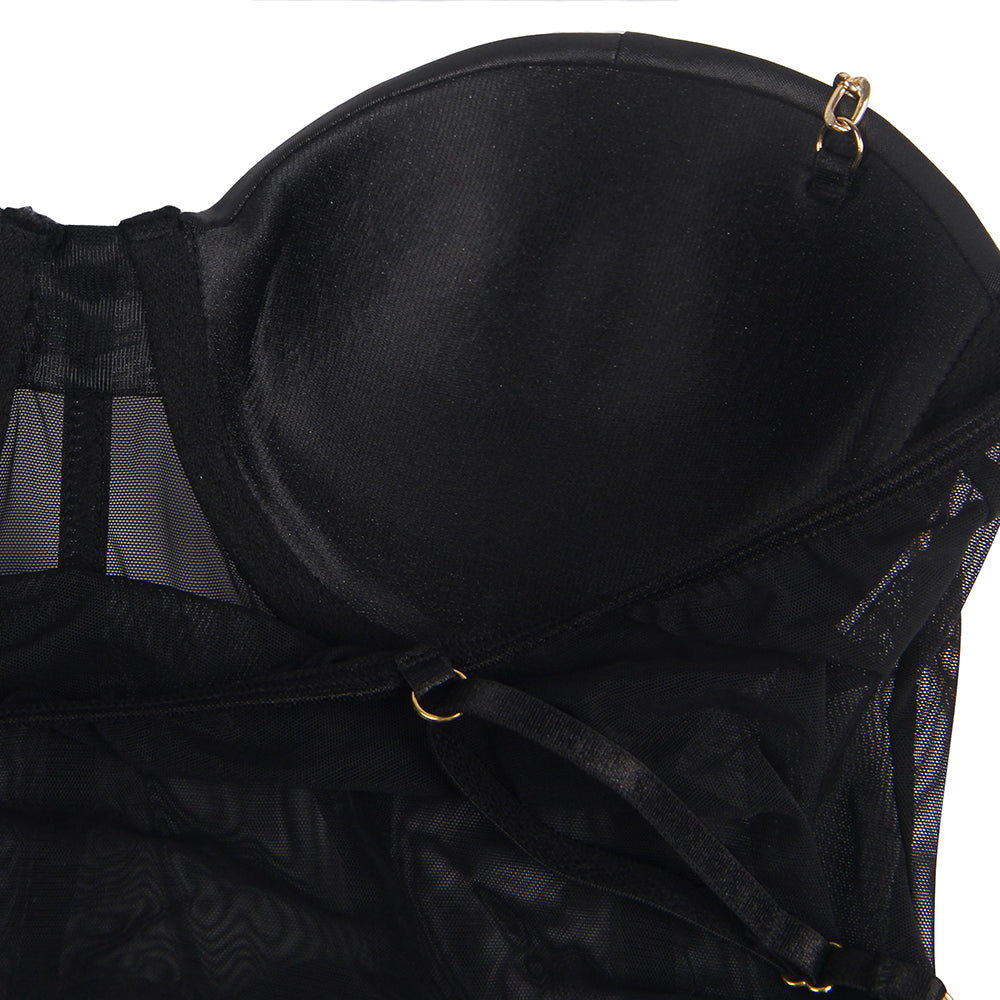 Midnight Sculpt Sheer Corset Bodysuit