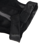 Intimate Solid Black Color Halter Leather Lingerie Dress