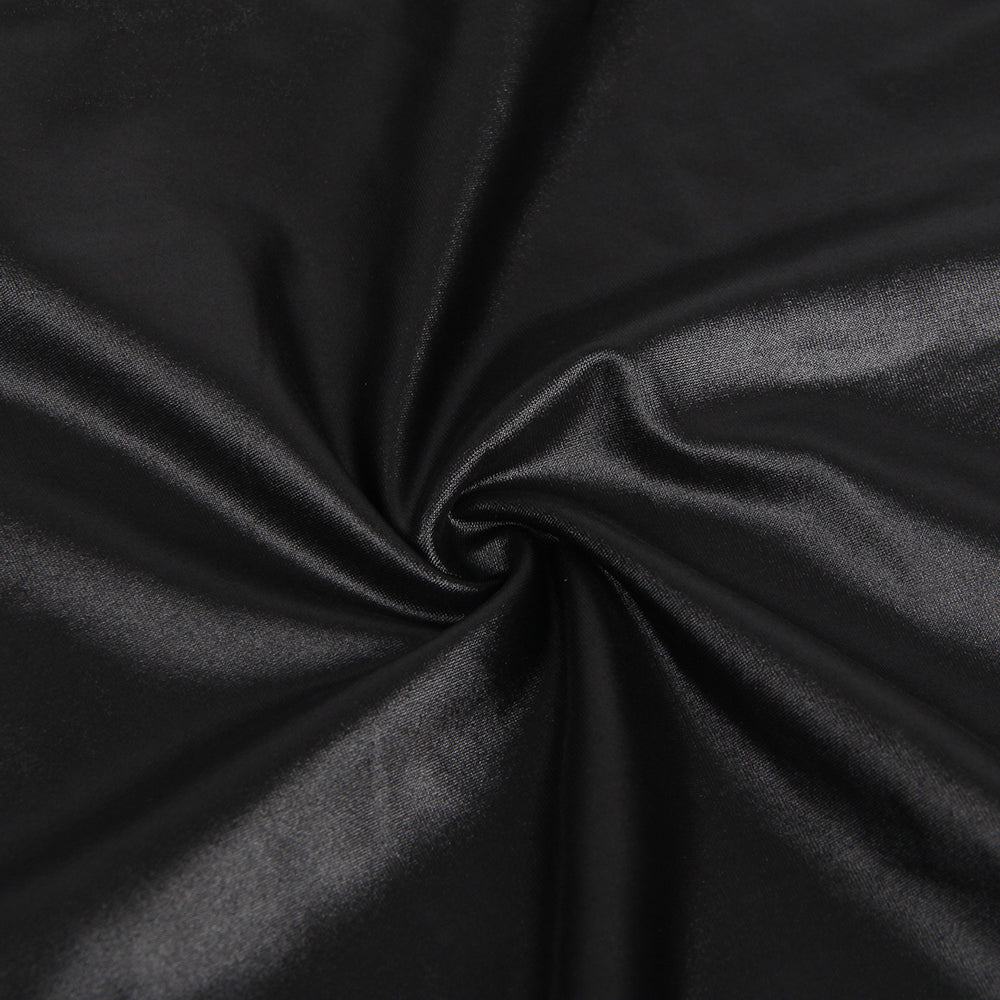 Intimate Solid Black Color Halter Leather Lingerie Dress