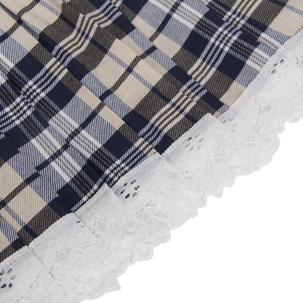 Intimate White Crop Top Plaid Skirt Cosplay Suit Uniform