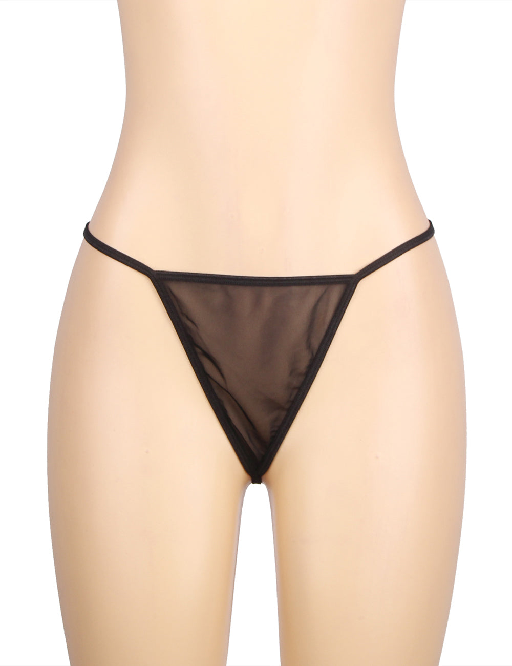 Intimate Long Sleeve Black Mesh Sleepwear With Belt