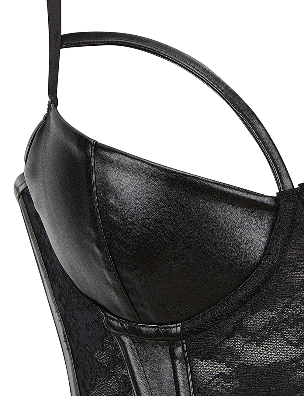 10 Pieces Plastic Bones Black Lace Leather Stitching Intimate Corset