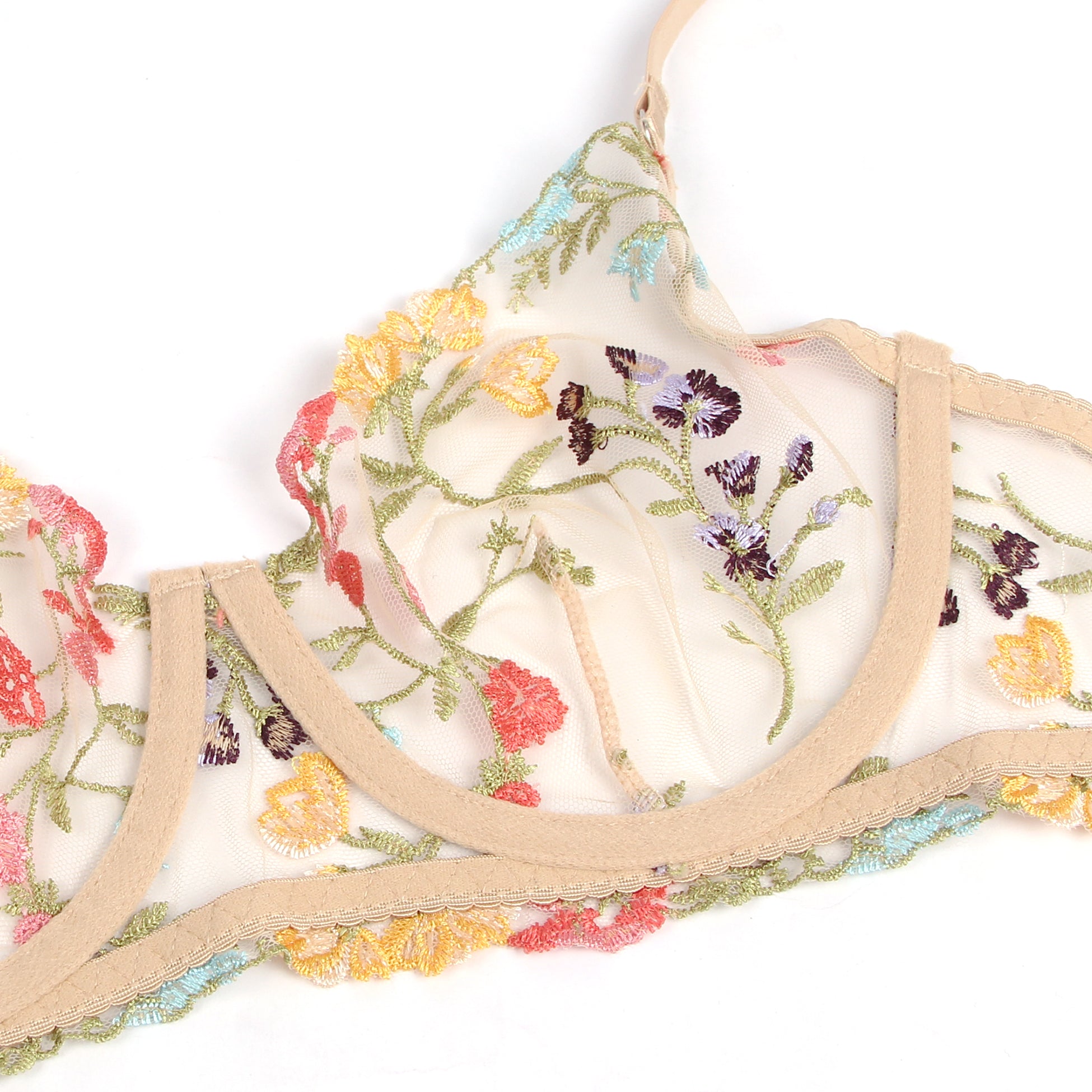 Floral Embroidery Underwire Lingerie Set