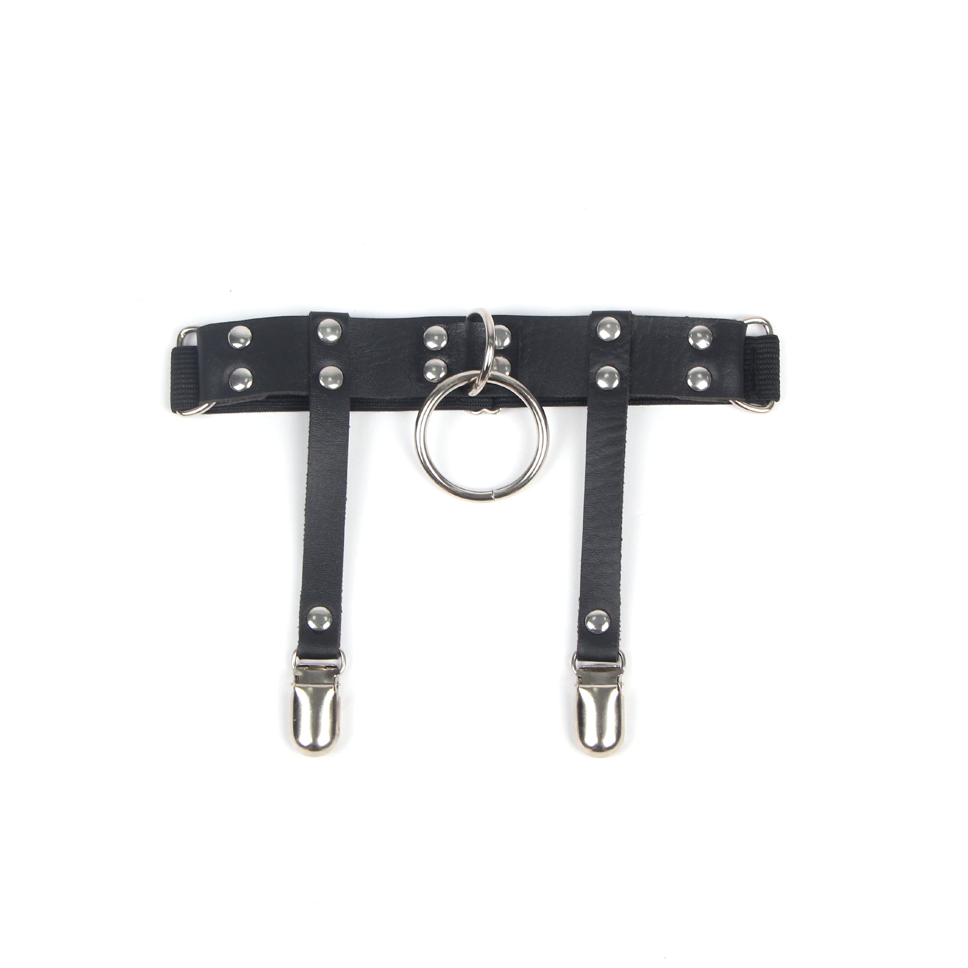 Leather Adjustable Stud Punk Leg Loop Garter Clip