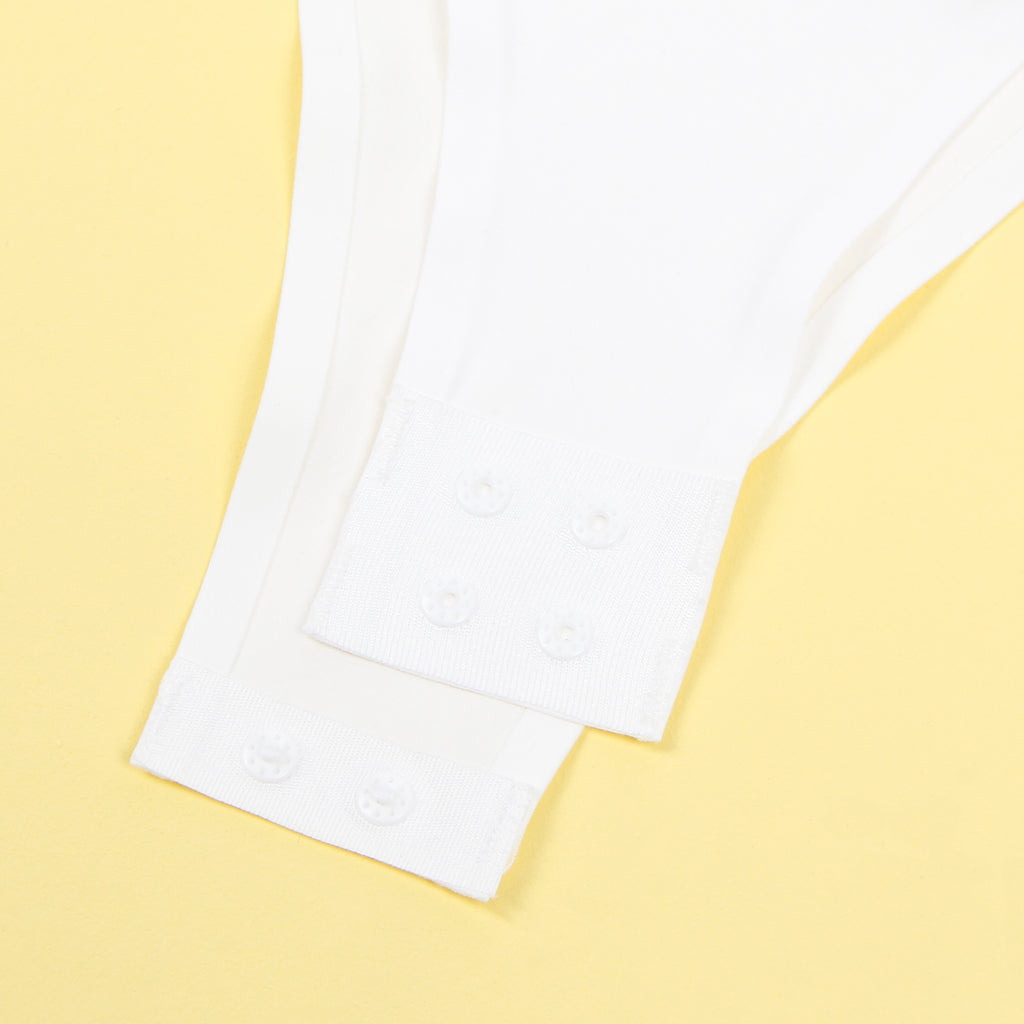 White  Long Sleeve Openable Crotch Mesh Bodysuit