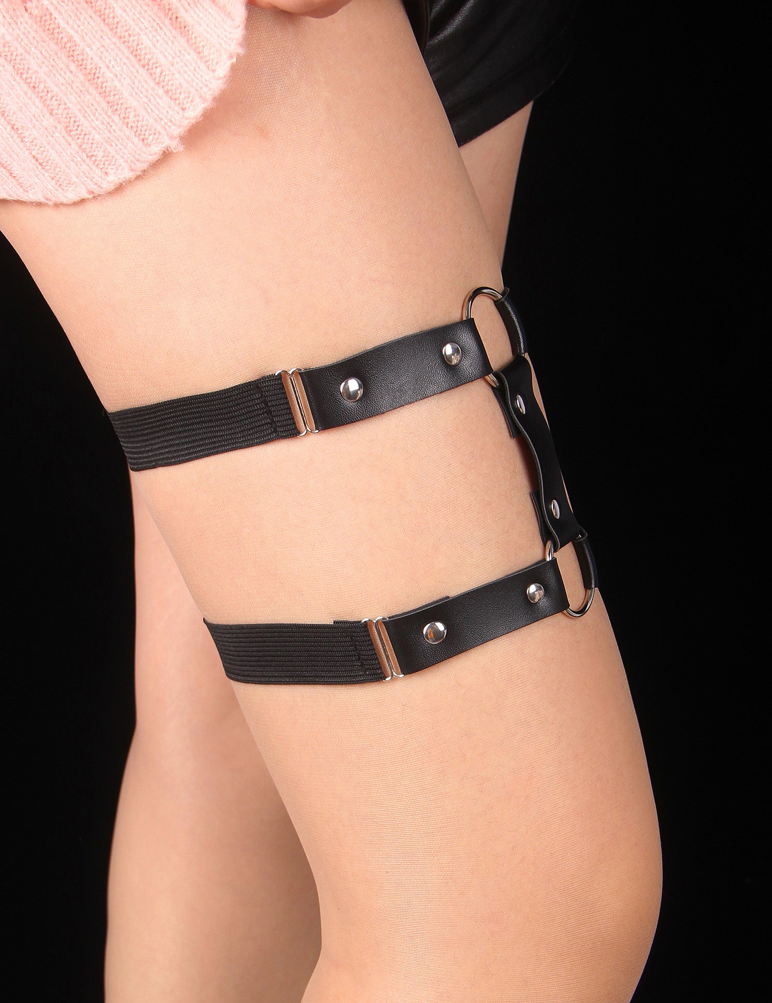 Leather Adjustable Stud Punk Leg Loop