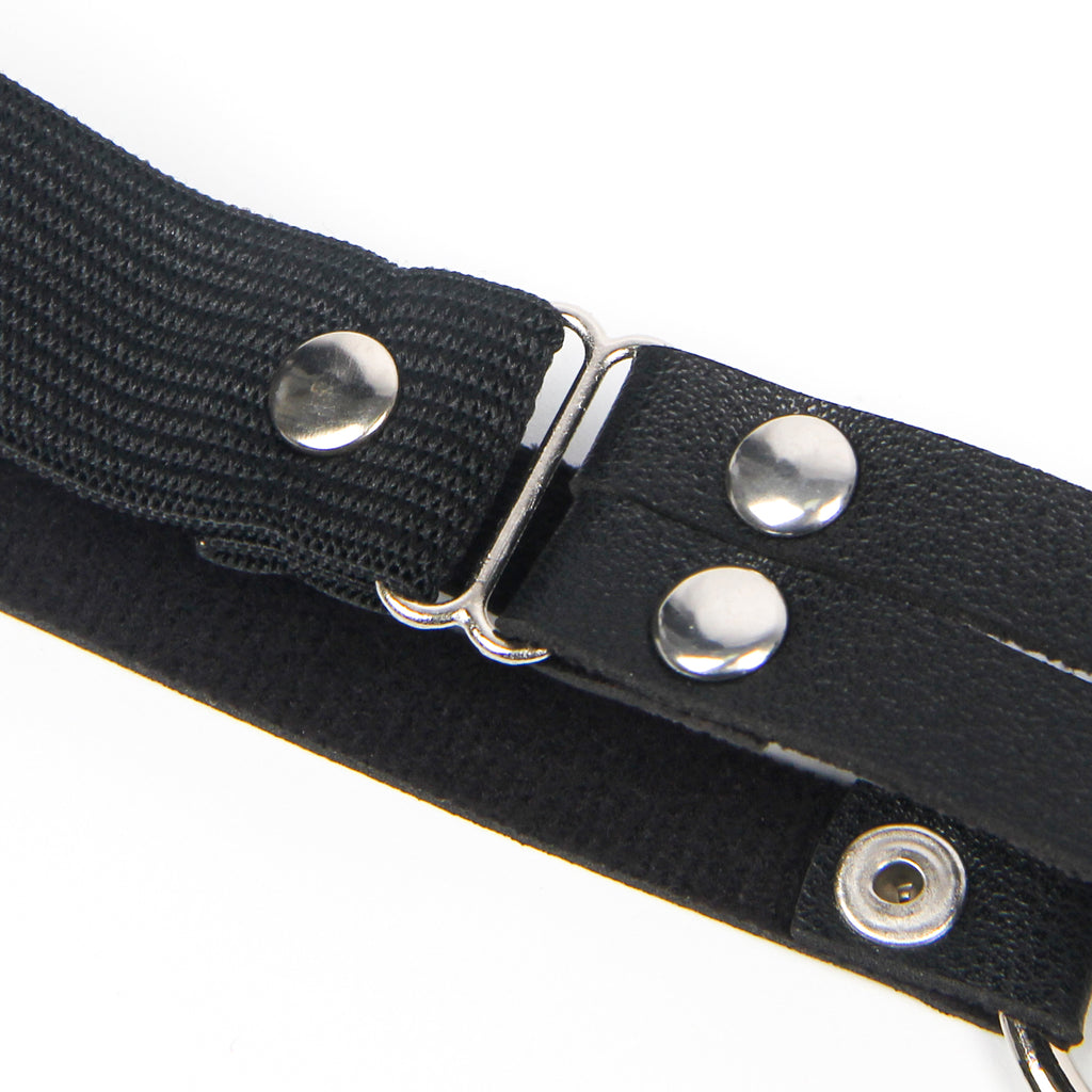 Cat Head Black Adjustable Faux Leather Studded Punk Leg Rings