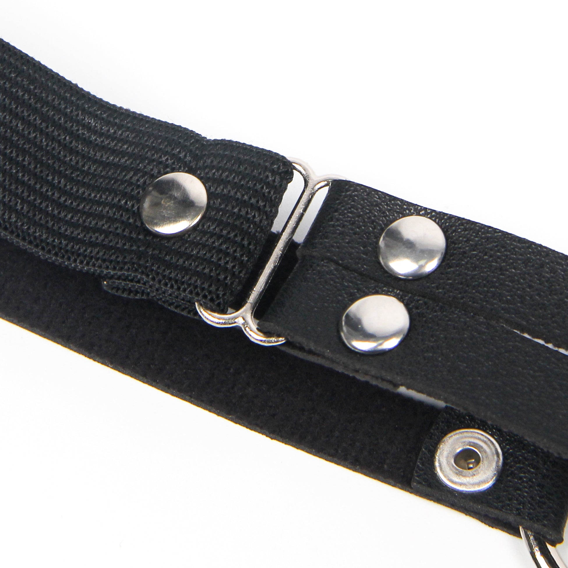 Cat Head Black Adjustable Faux Leather Studded Punk Leg Rings