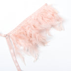 Pink Feather Lace Chain Intimate Lingerie Set