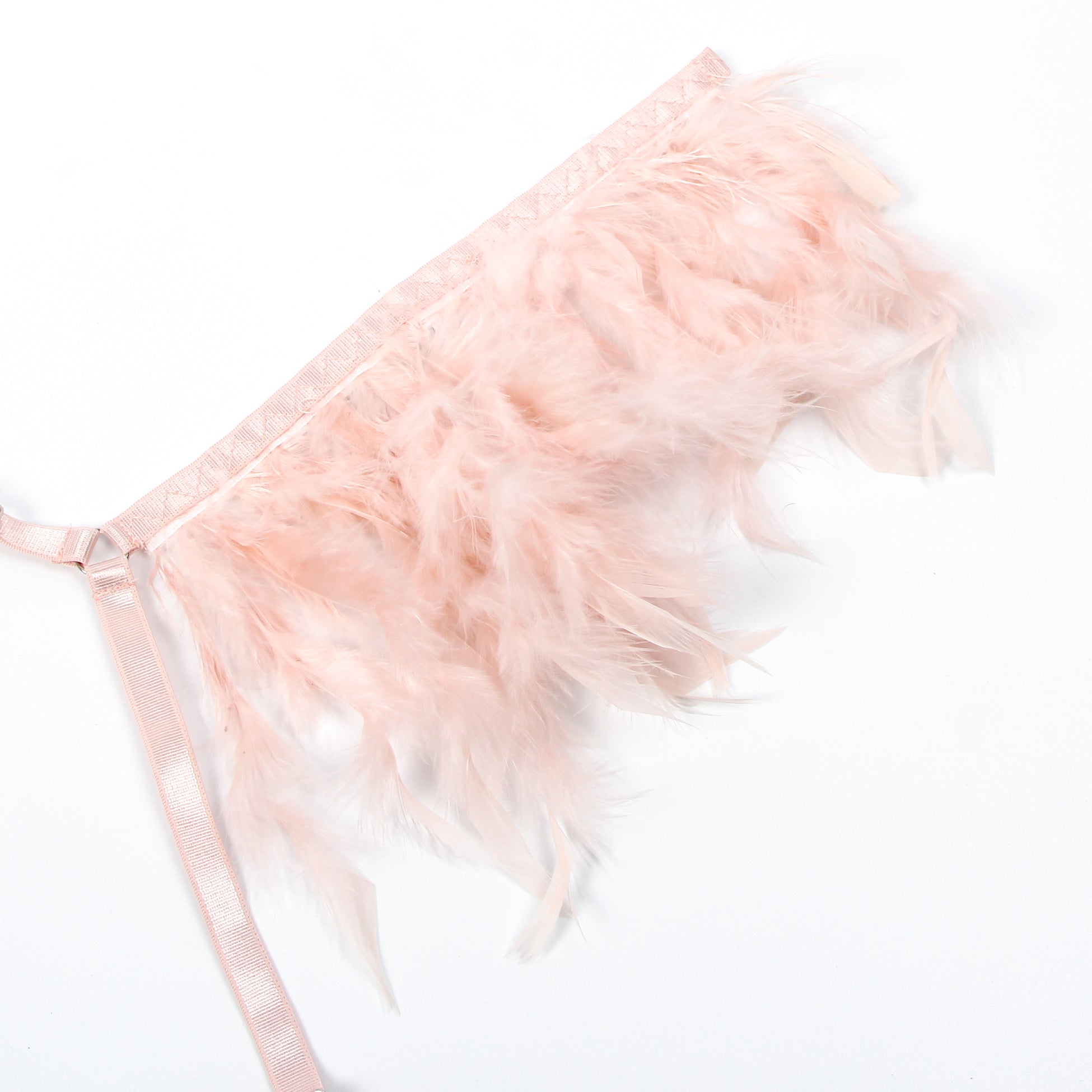Pink Feather Lace Chain Intimate Lingerie Set