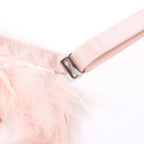 Pink Feather Lace Chain Intimate Lingerie Set