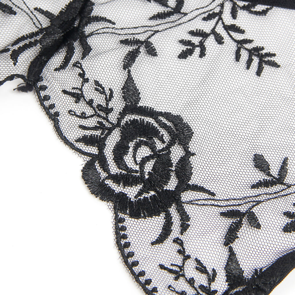 Black Intimate Embroidery Lace Garter Panty