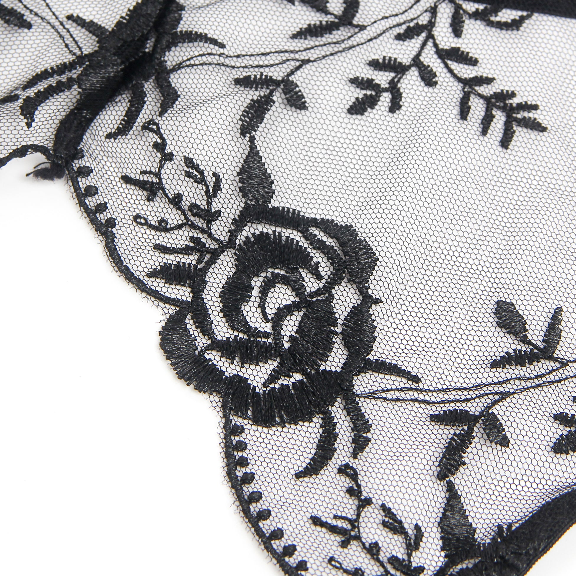 Black Intimate Embroidery Lace Garter Panty