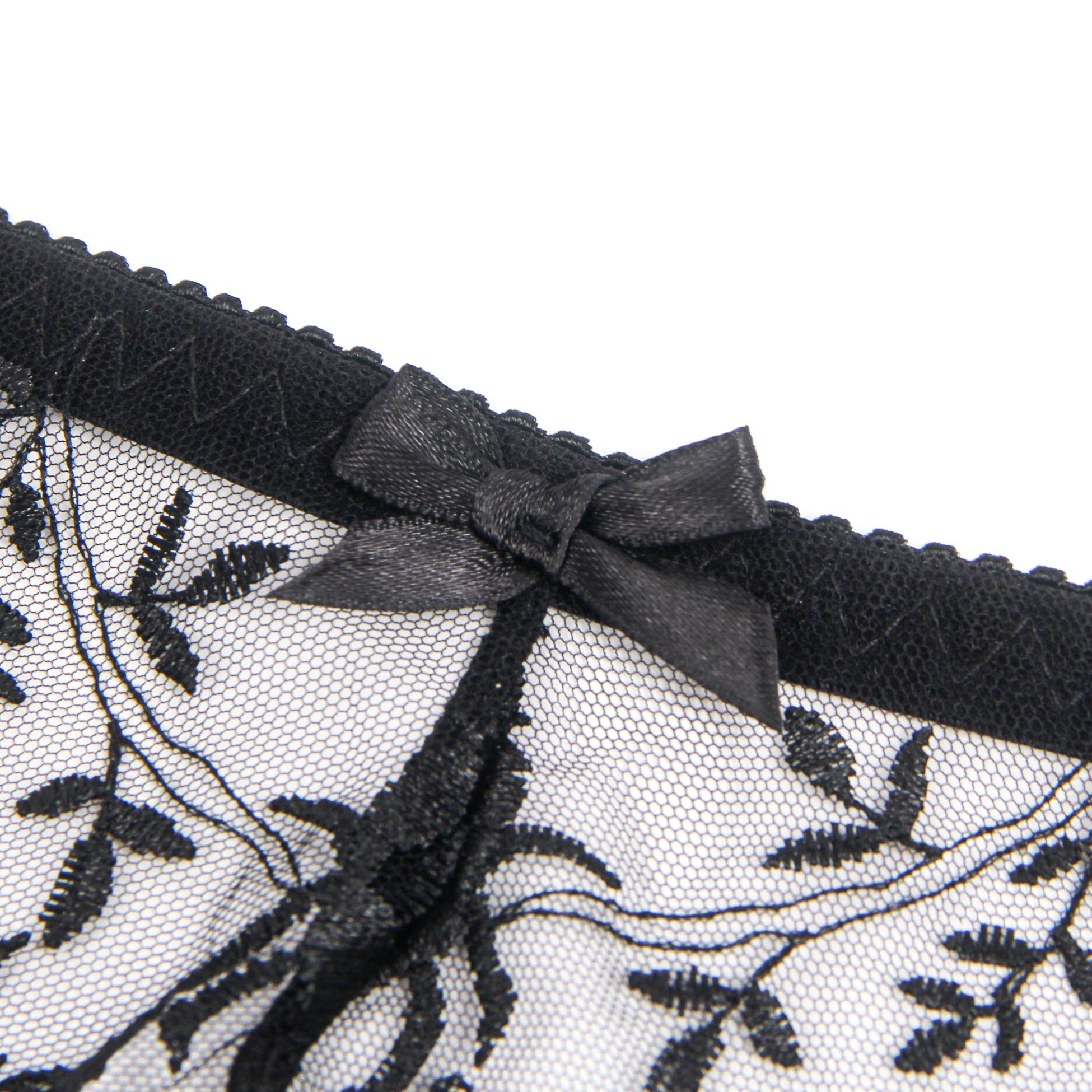 Black Intimate Embroidery Lace Garter Panty