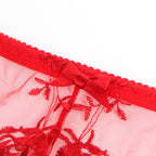 Red Intimate Embroidery Lace Garter Panty