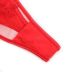 Red Intimate Embroidery Lace Garter Panty