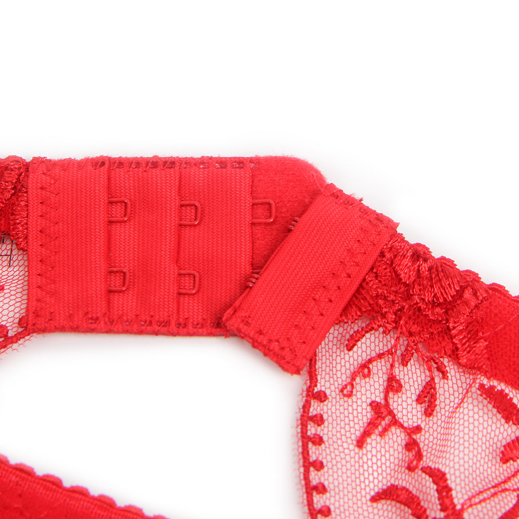 Red Intimate Embroidery Lace Garter Panty