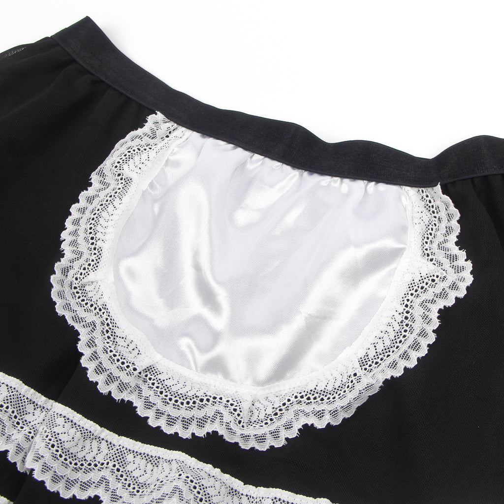 Intimate PU Leather Mesh Maid Costume
