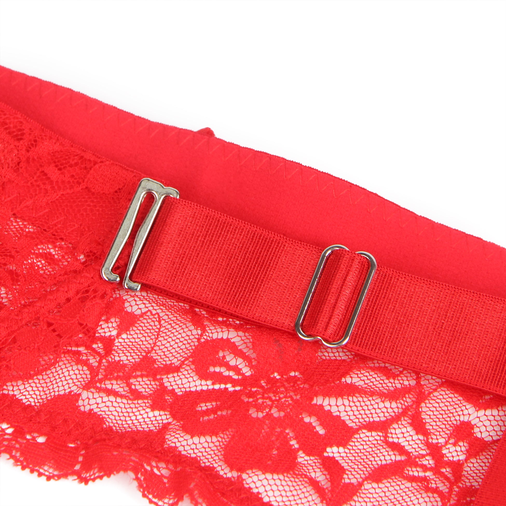 Red Intimate Lace Metal Clips Garter Panty