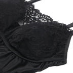 Black Eyelash Lace Intimate Push Up Suspenders Nightdress