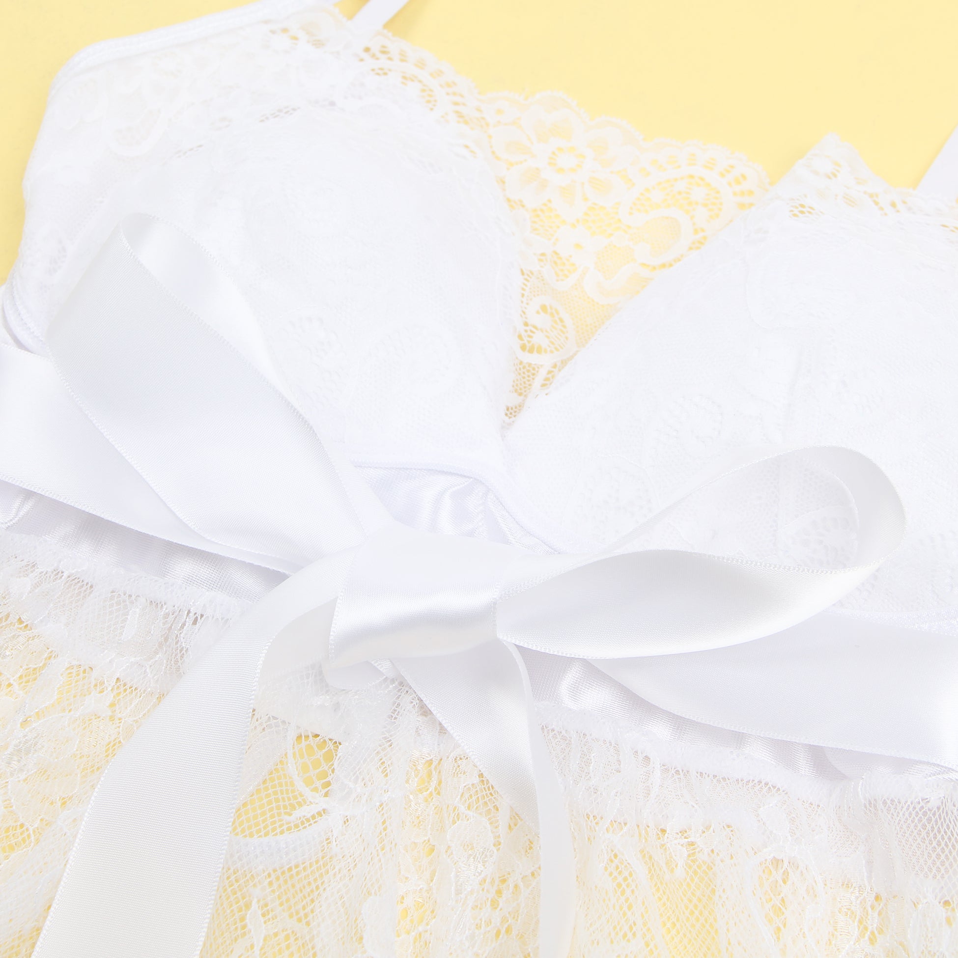 White Eyelash Lace Intimate Push Up Suspenders Nightdress