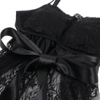 Black Eyelash Lace Intimate Push Up Suspenders Nightdress - Plus Size