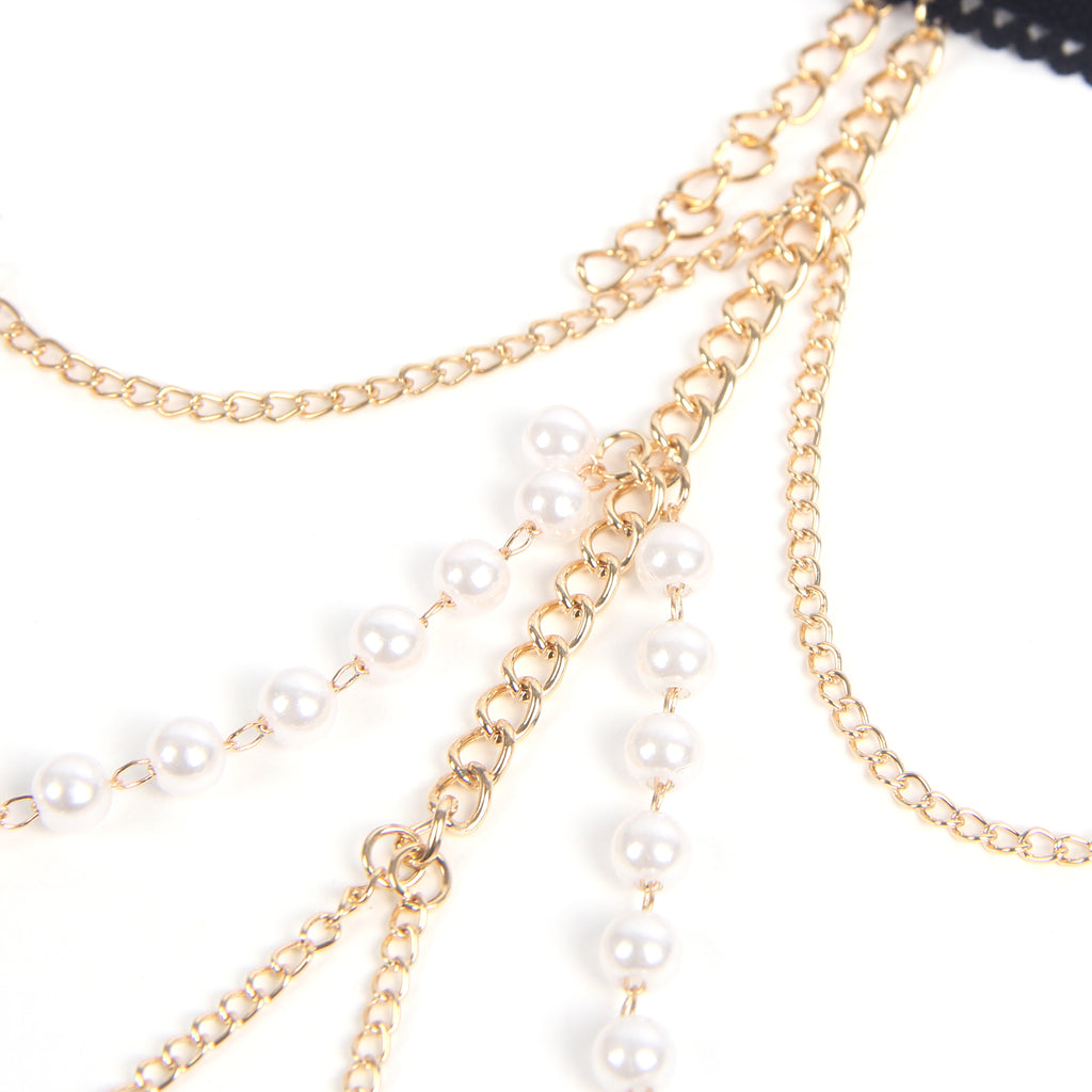 Gold Intimate Pearl Chain Leg Ring
