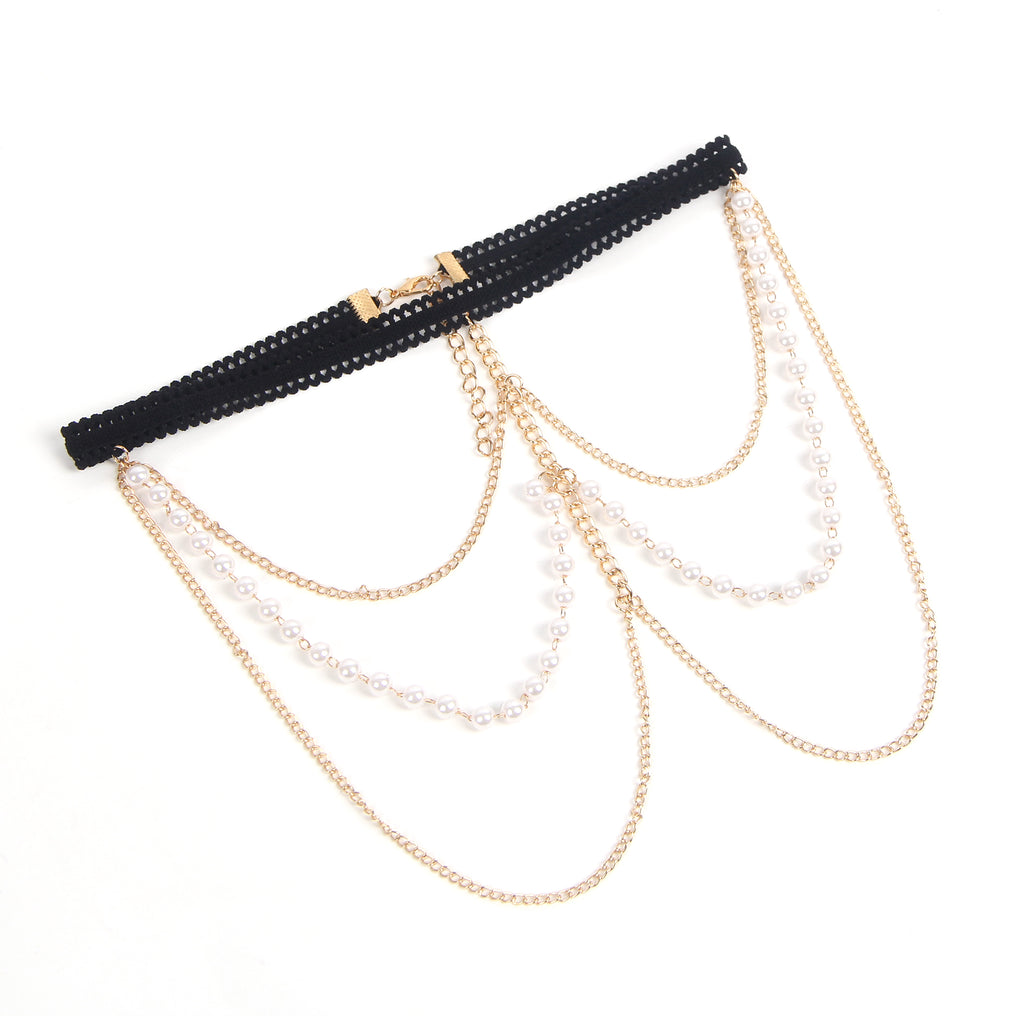 Gold Intimate Pearl Chain Leg Ring