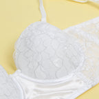 White Intimate Lace Silver String Pattern Lingerie Set