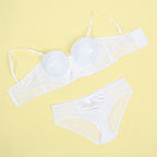 White Intimate Lace Silver String Pattern Lingerie Set