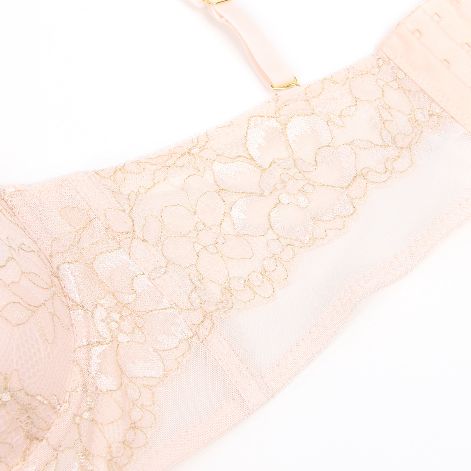 Pink Intimate Lace Golden String Pattern Lingerie Set
