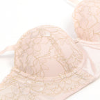 Pink Intimate Lace Golden String Pattern Lingerie Set