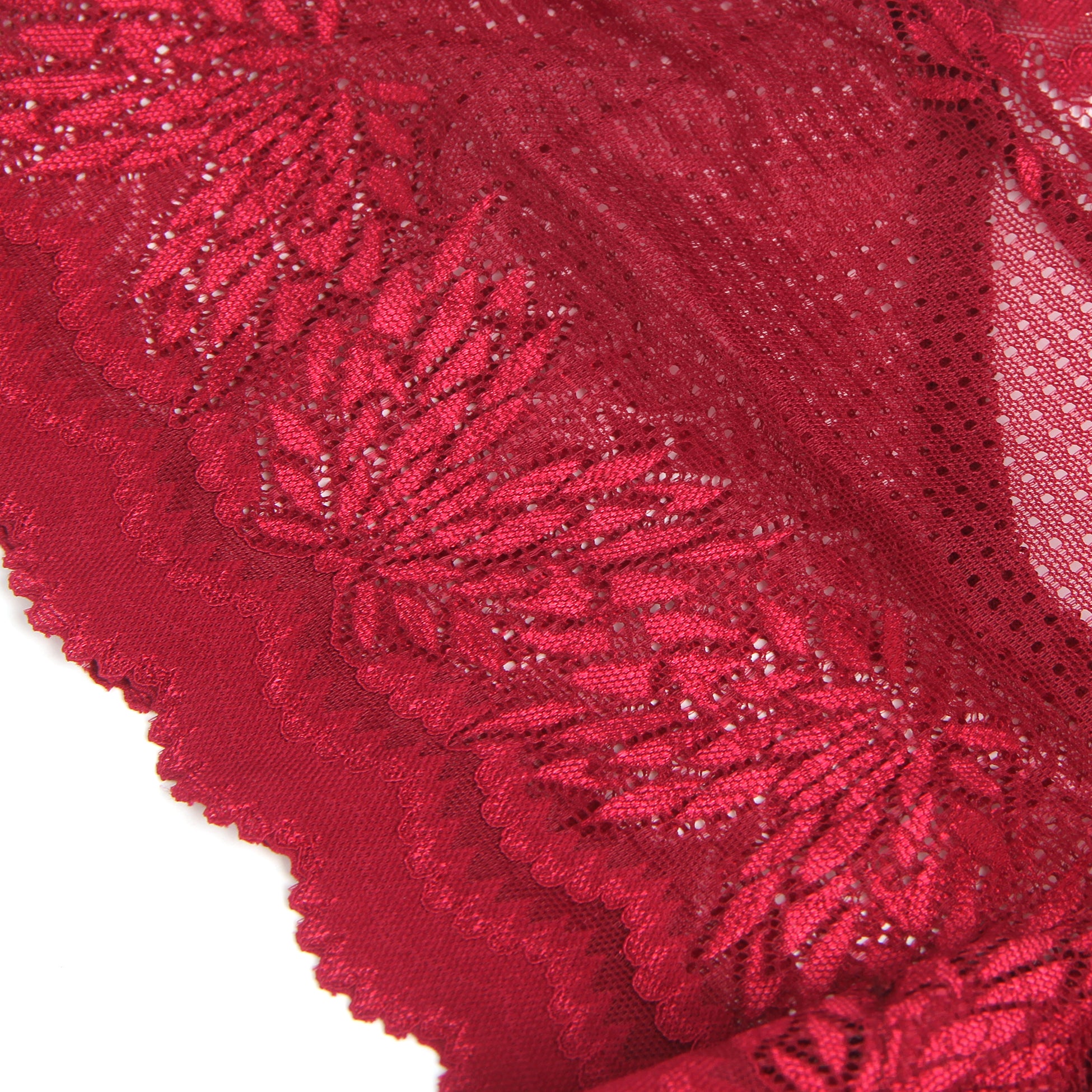 Burgundy Intimate Metal Heart Lace Hollow Out Women Panty
