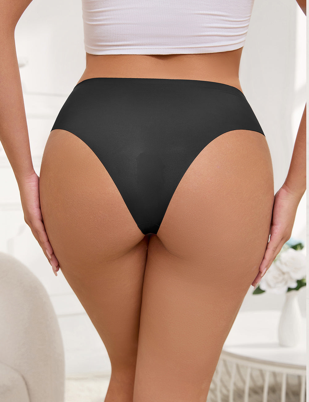 Black Intimate Swimsuit Cloth Rhinestones Seamless Panty