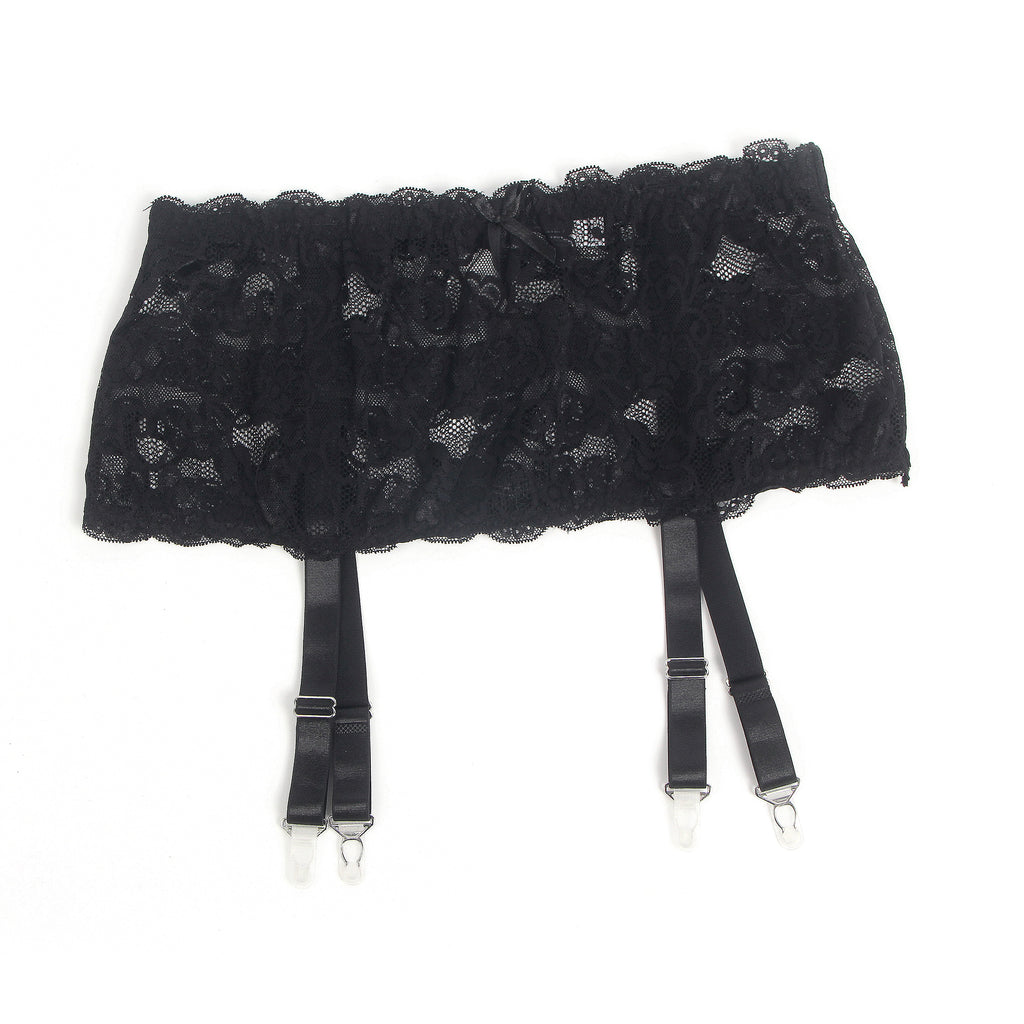 Black Intimate Lace Garter Belt With Metal Buckles