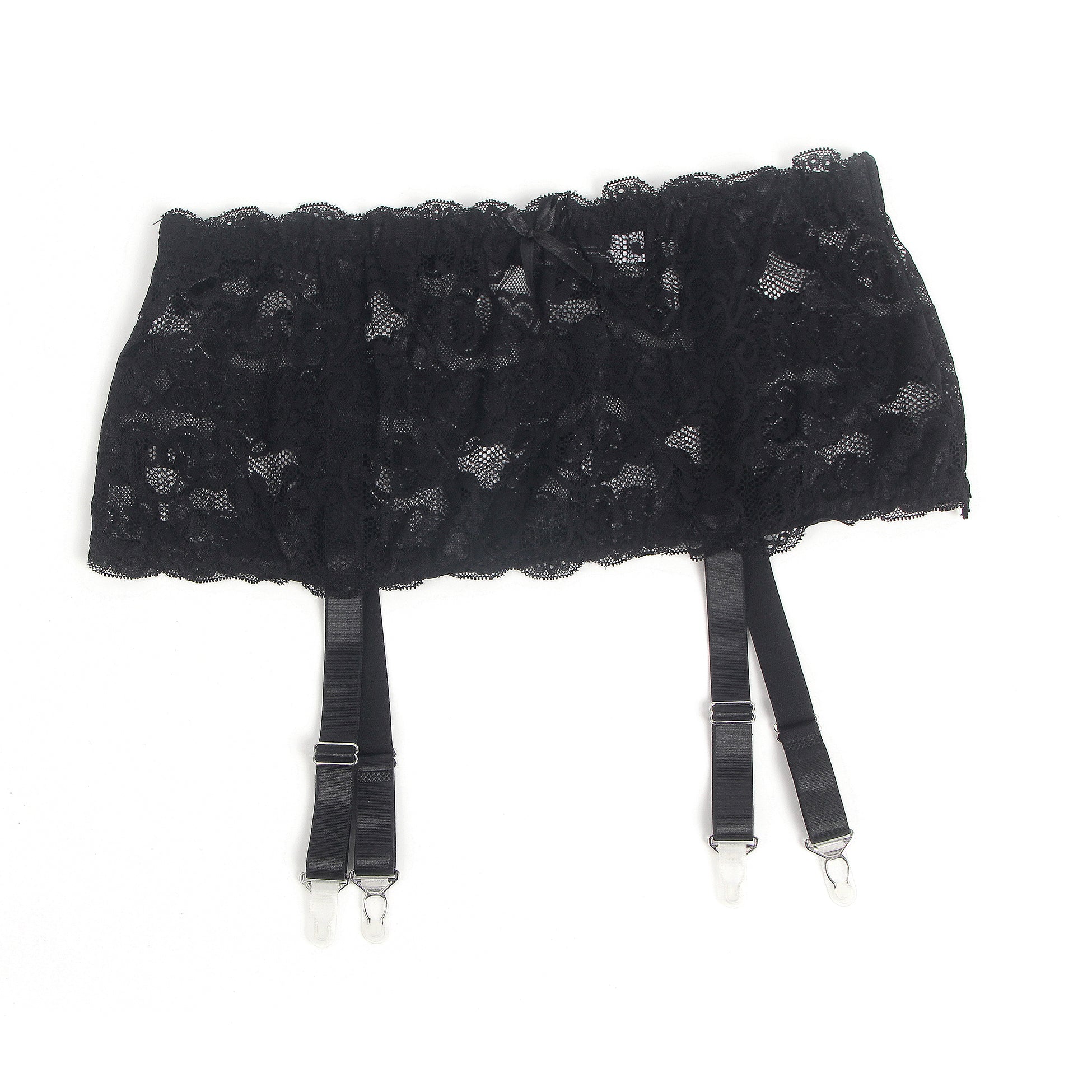 Black Intimate Lace Garter Belt With Metal Buckles