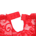 Red Intimate Lace Garter Belt With Metal Buckles