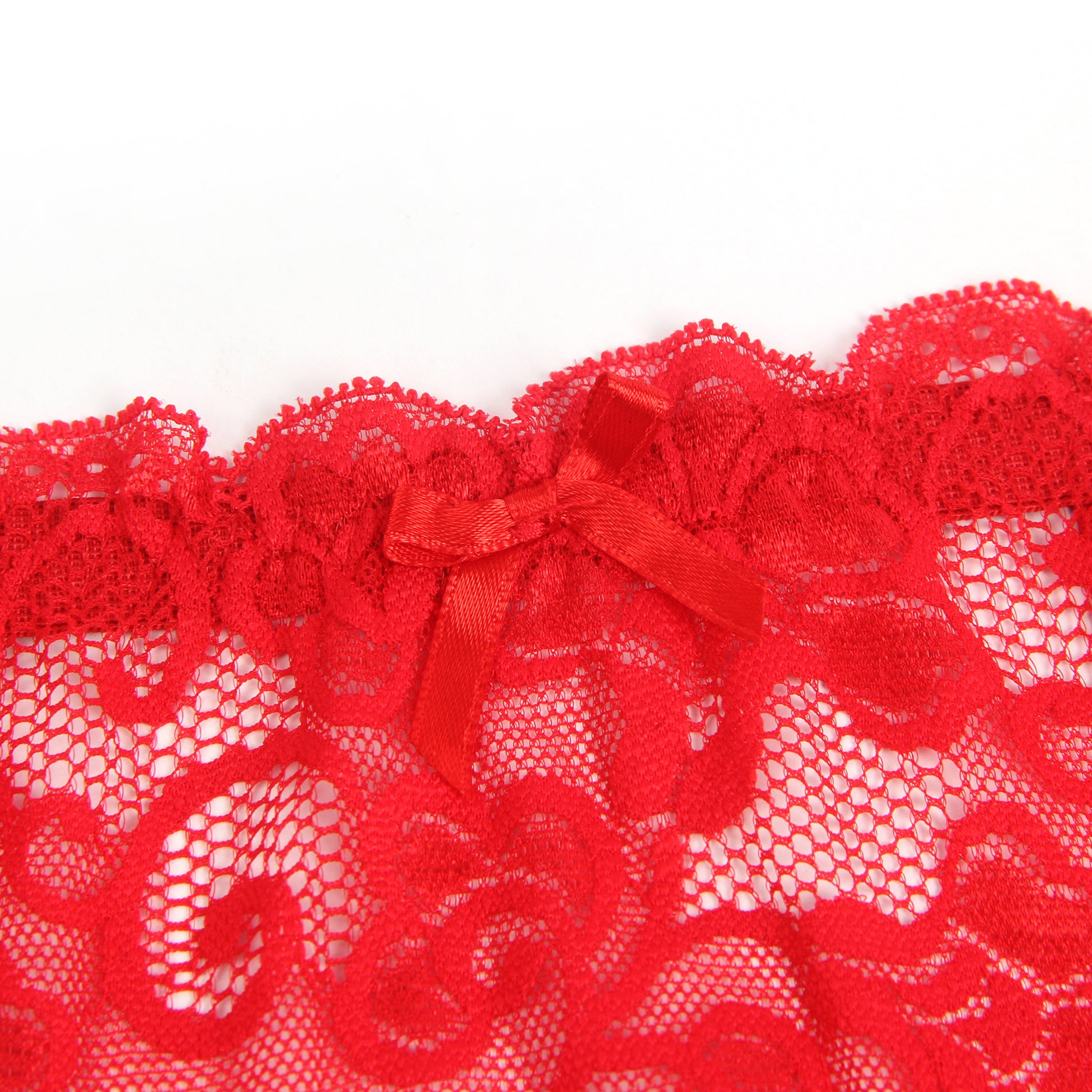 Red Intimate Lace Garter Belt With Metal Buckles