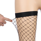 Black Intimate Medium Mesh Holes Anti-roll Cuff Fishnet Stockings
