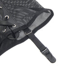 Black PU Leather Mesh Garter Belt Intimate Halter Neck Lingerie Set