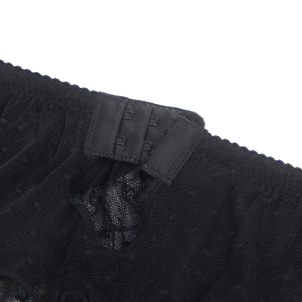 Black Dots Mesh Intimate Garter Belt With Metal Buckles