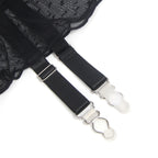Black Dots Mesh Intimate Garter Belt With Metal Buckles