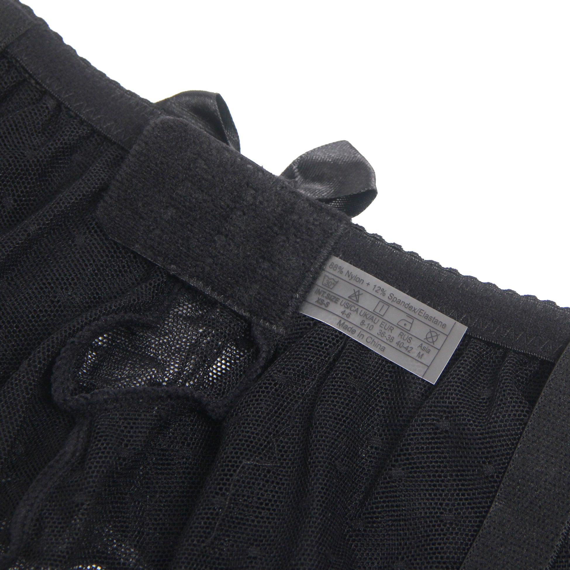 Black Dots Mesh Intimate Garter Belt With Metal Buckles