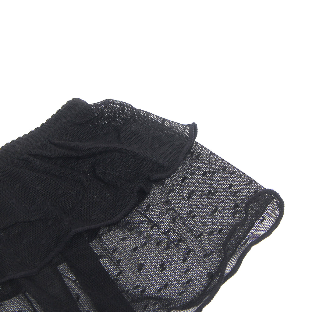 Black Dots Mesh Intimate Garter Belt With Metal Buckles