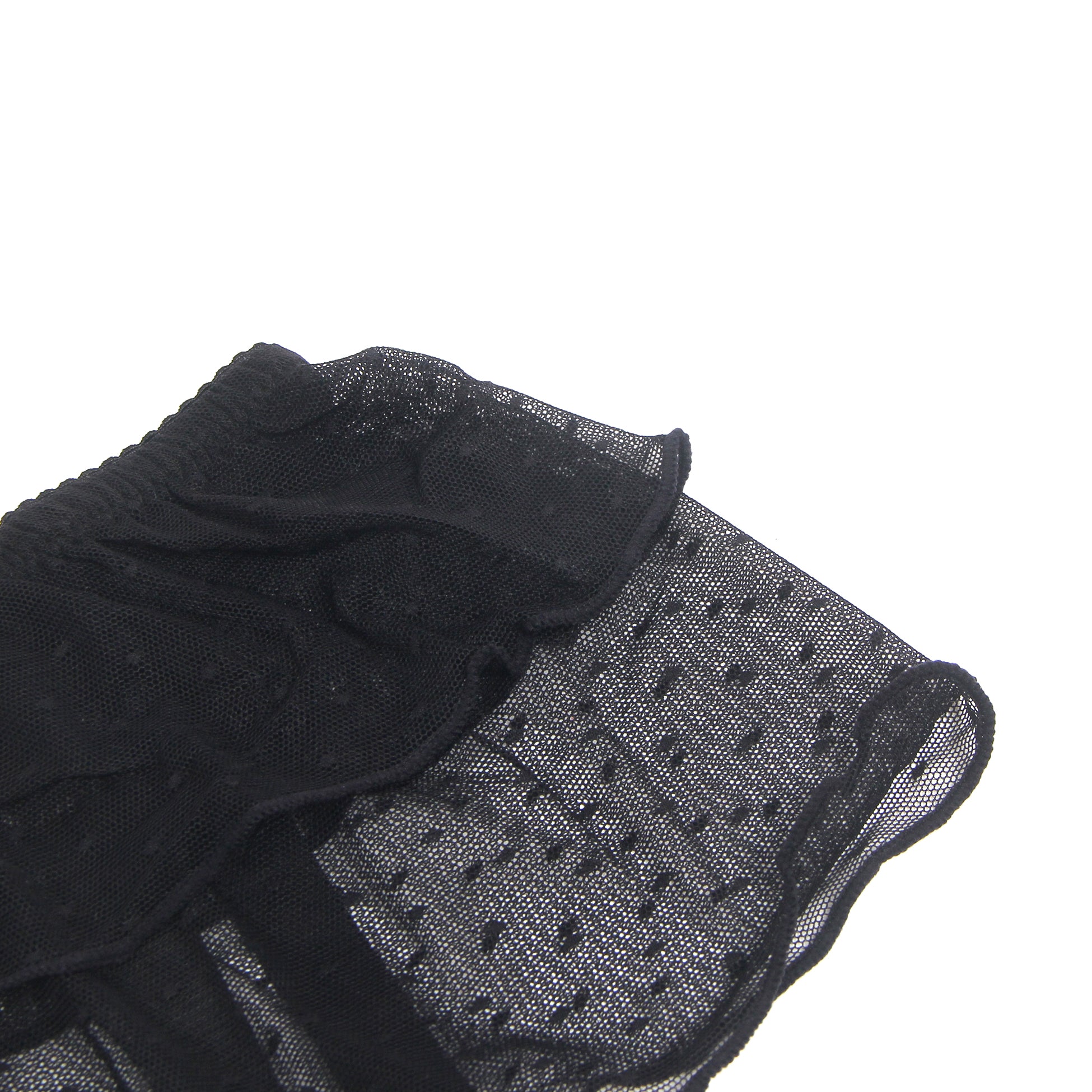 Black Dots Mesh Intimate Garter Belt With Metal Buckles