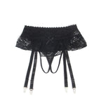 Black Intimate Lace Garter Panty With Metal Buckles