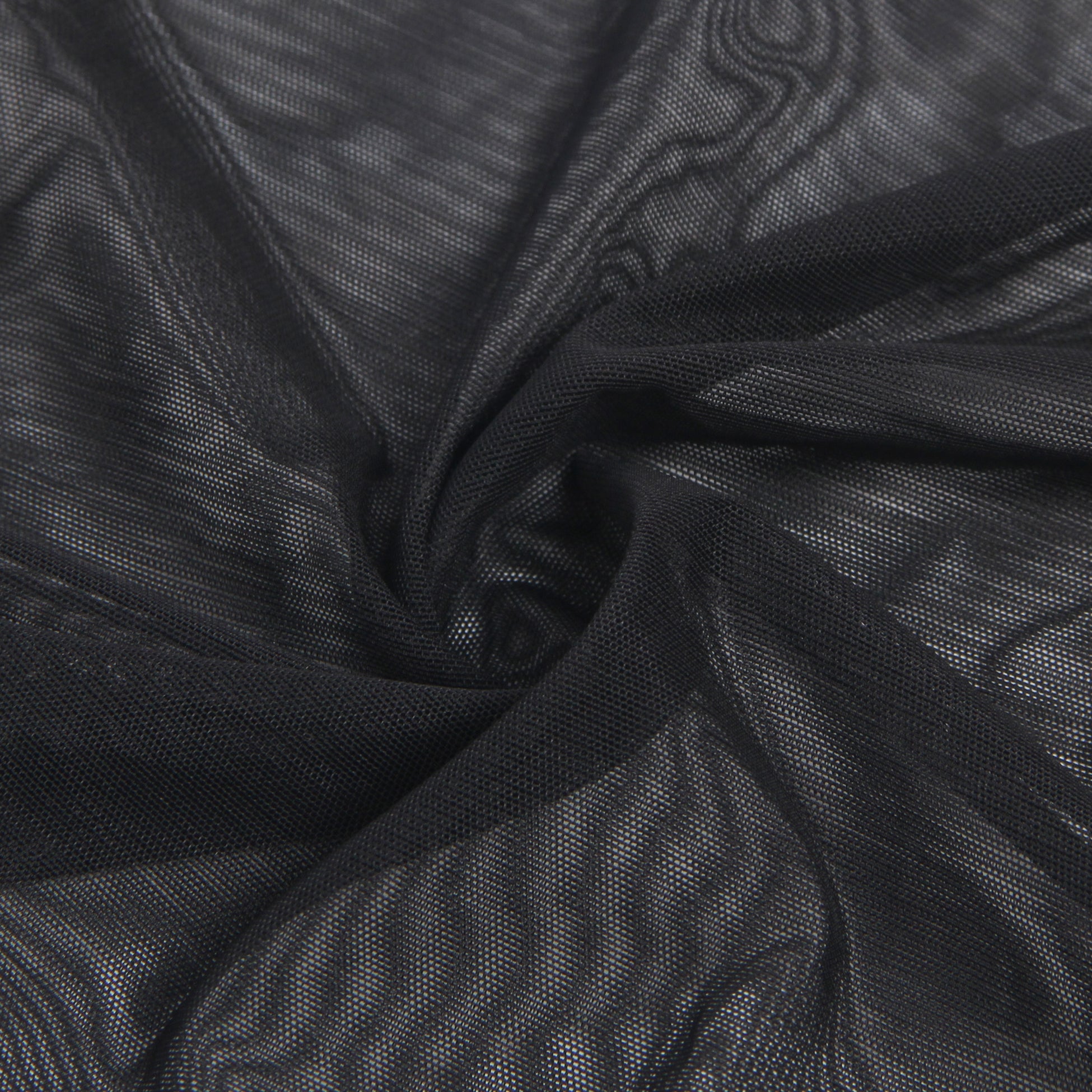 Black Intimate Mesh Mink Fur Trim Short Robe With Belt